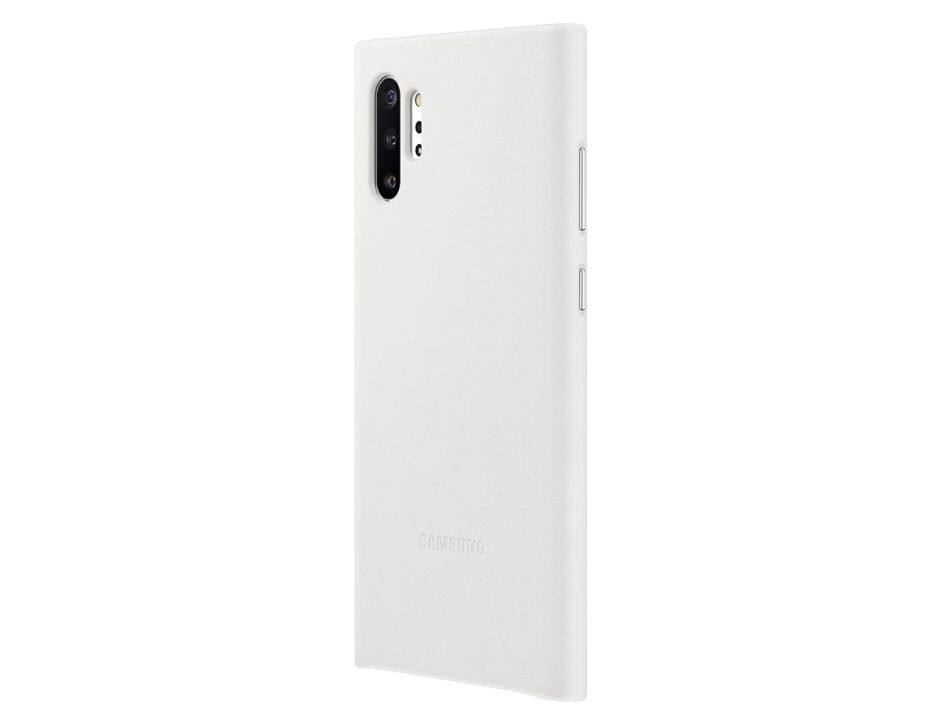 Back. Samsung - Samsung Leather Back Cover for Galaxy Note 10 |  Color: White - White.
