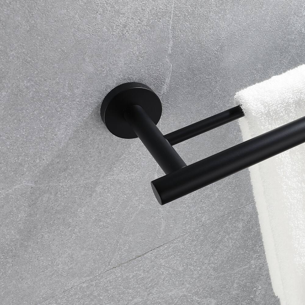 Alt View 8. JUJABU - 4 - Piece Bathroom Hardware Set Towel Bar Matte Black - Matte Black.