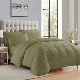 Sweet Home Collection - All Season Reversible Bed-in-A-Bag Solid Color Comforter & Sheet Set, Queen - Sage
