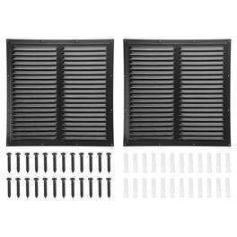 Unique Bargains - 16"x16" Aluminum Gable Vent, 2pcs Exterior Wall Outlet Square Soffit Vent HVAC Louver Air Grille with Built-in Screen - Black