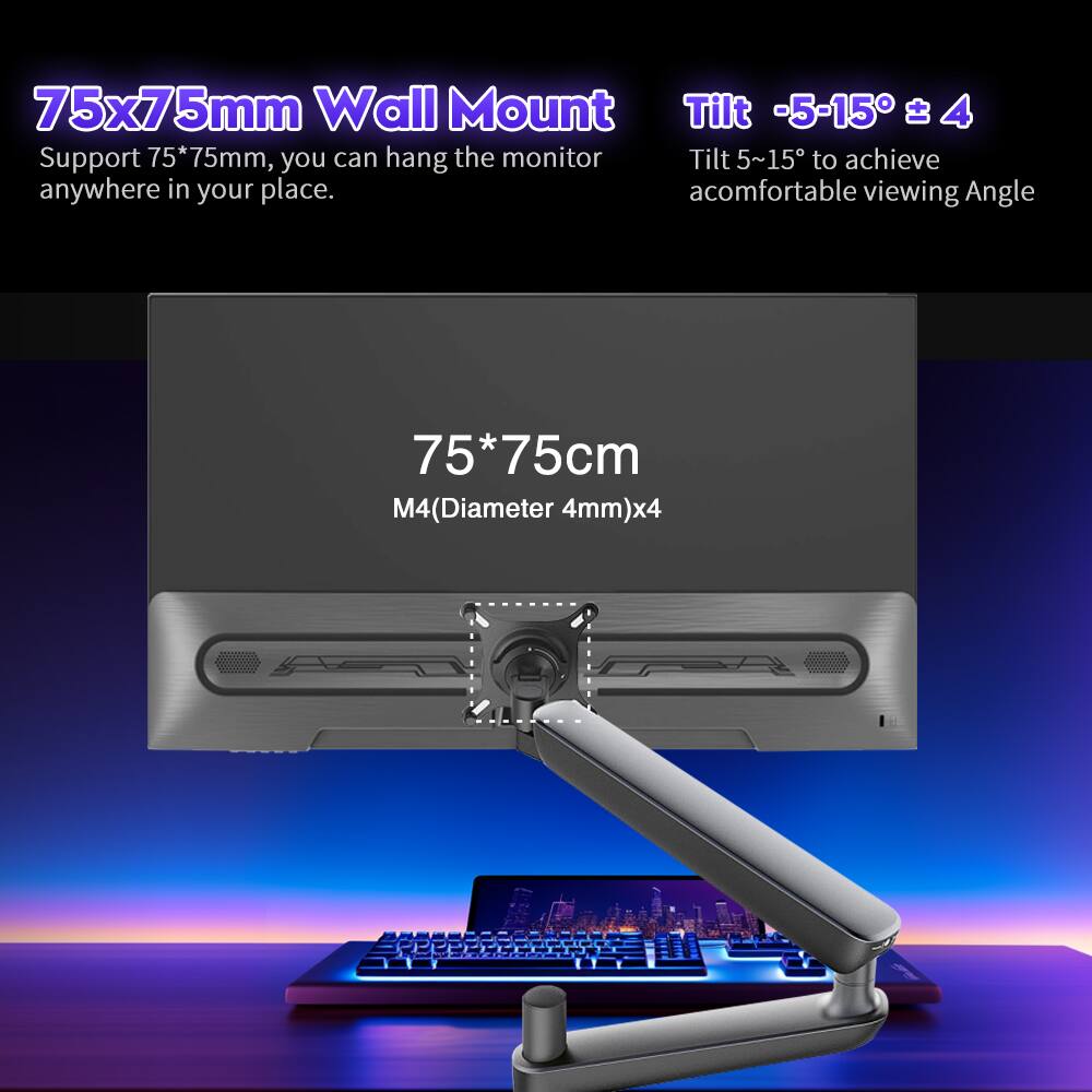 Alt View 2. Viewedge - Viewedge 24 Inch Gaming Monitor FHD 144hz, VA 1ms 1080p 100% sRGB, HDMI & VGA Port, Support Wall Mount - Black.