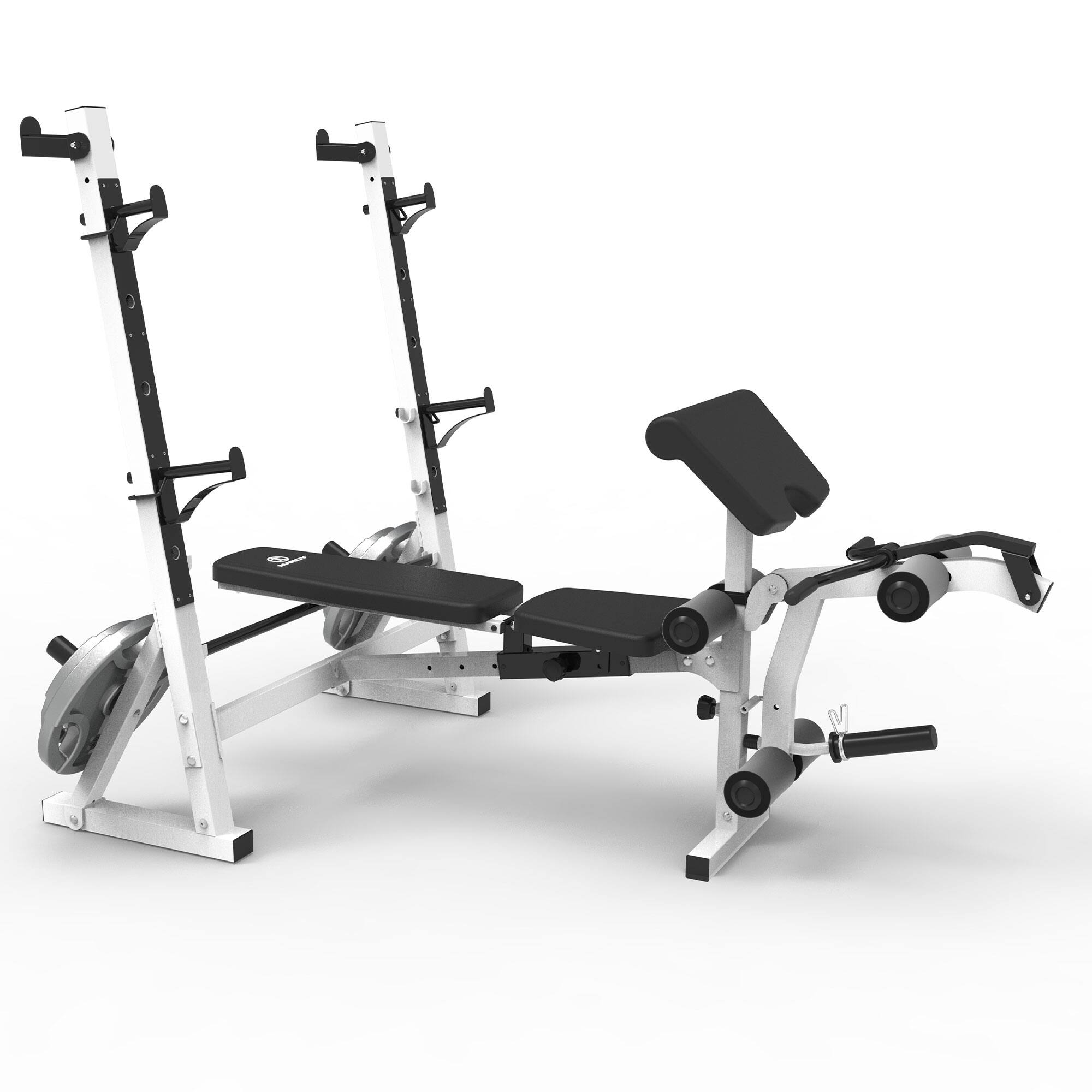 Alt View 7. Marcy - Marcy Olympic Weight Bench, Home Gym Exercise Equipment Workout Machine, White - White/Black.