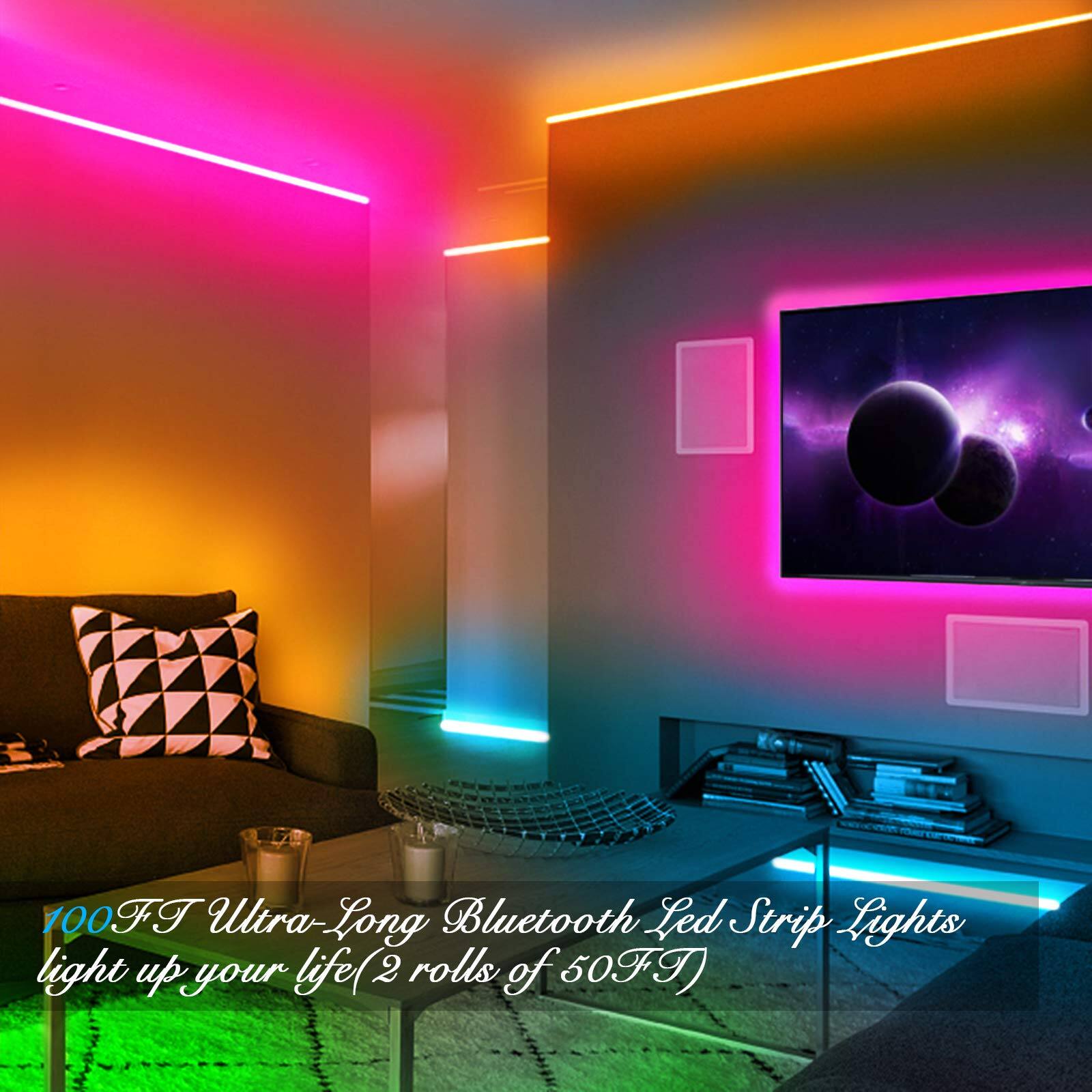 100FT Ultra-Long Bluetooth Led Strip Lights light up your life (2 rolls of 50FT)