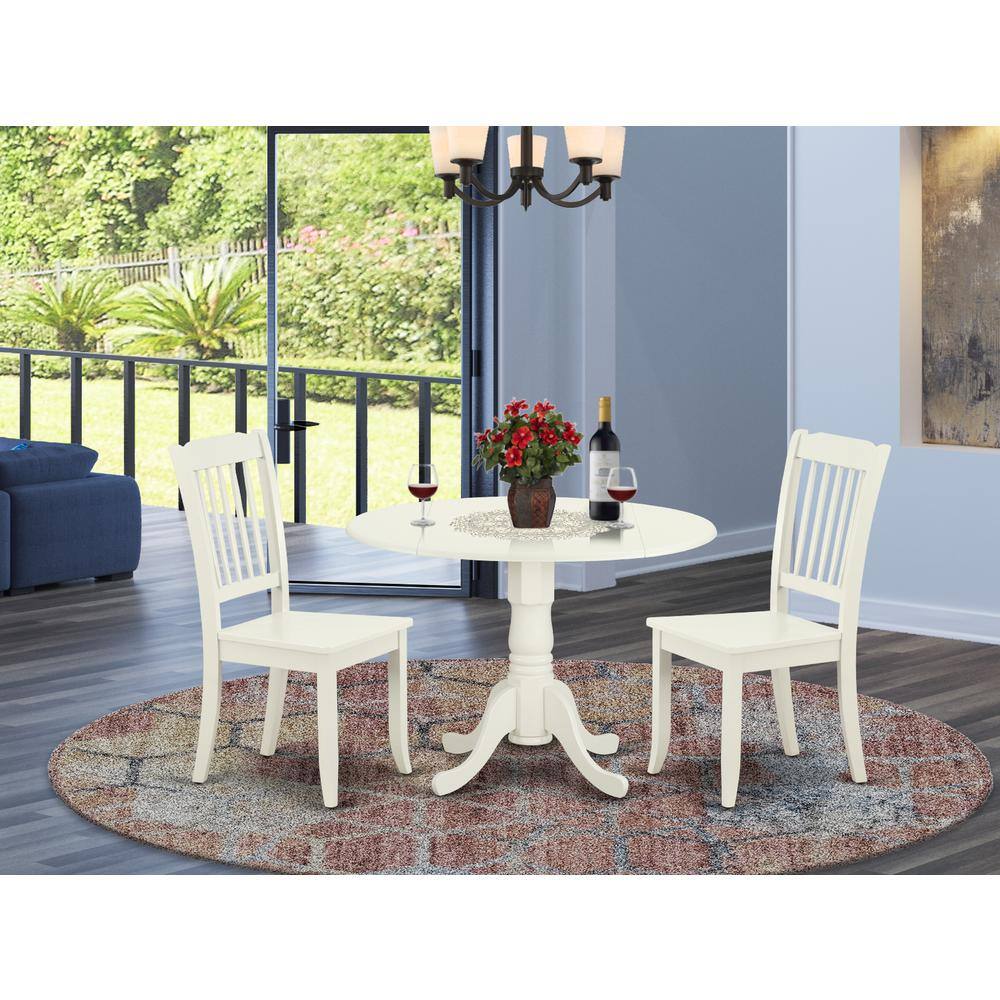 Left. East West Furniture - Dining Room Set Linen White - Brown.