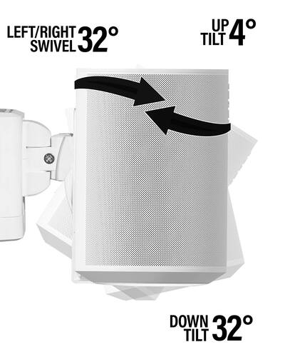 SANUS WSWME12 Adjustable Speaker Wall Mounts For Sonos Era 100 – Pair, Black Or White, 5-Year Warranty
