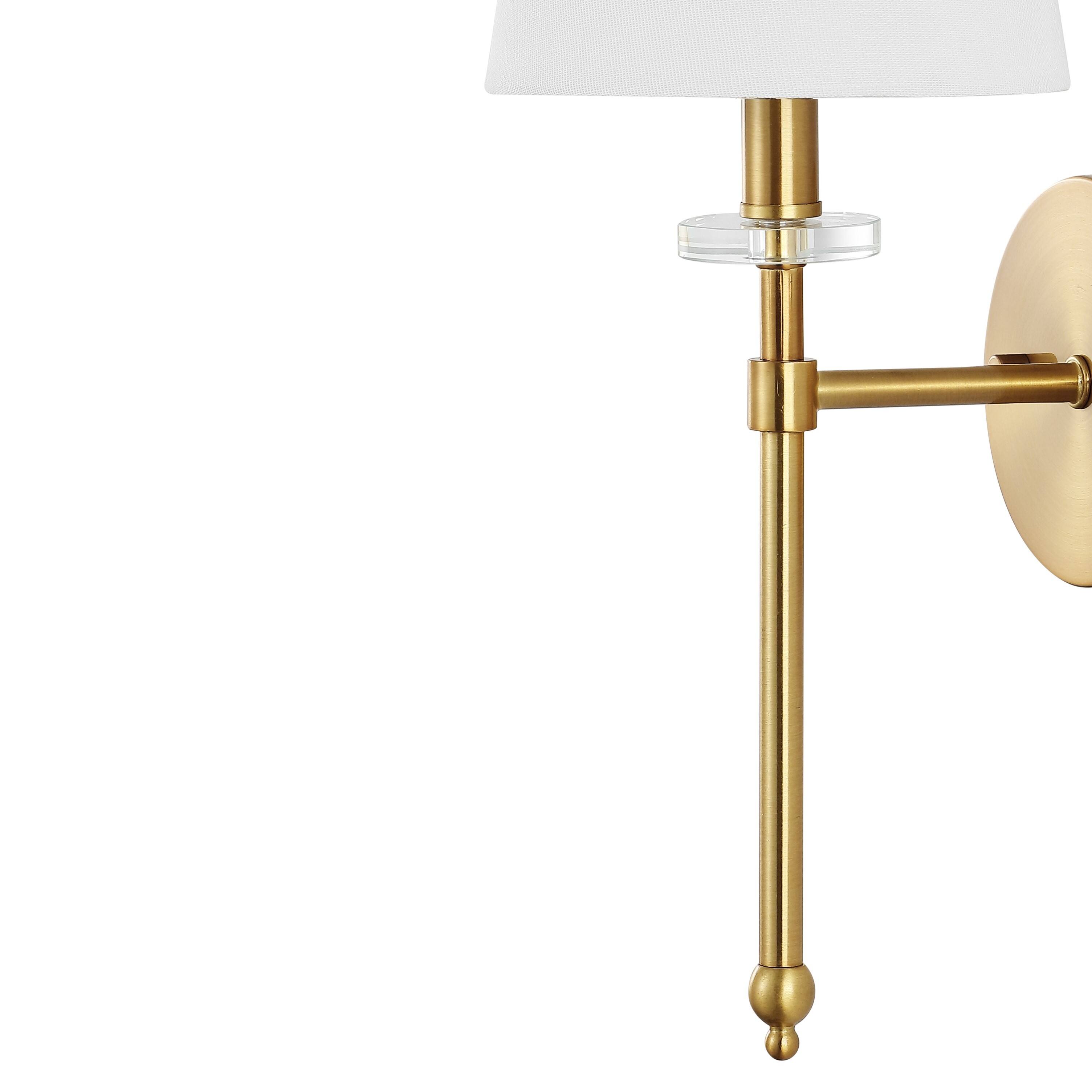 Alt View 4. Jonathan Y - Olivia 6.5" 1-Light Contemporary Traditional Candlestick Metal/Crystal LED Vanity, Brass Gold - Brass Gold.
