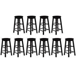 PJ Wood - Classic Round Seat 29" Tall Kitchen Counter Stools, (Set of 10) - Black