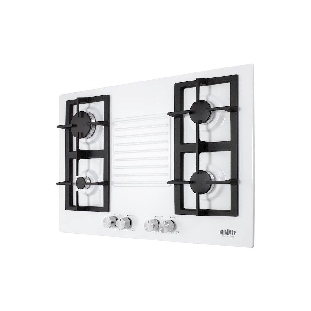 Angle. SUMMIT - 30" Wide 4-Burner Gas Cooktop - White.