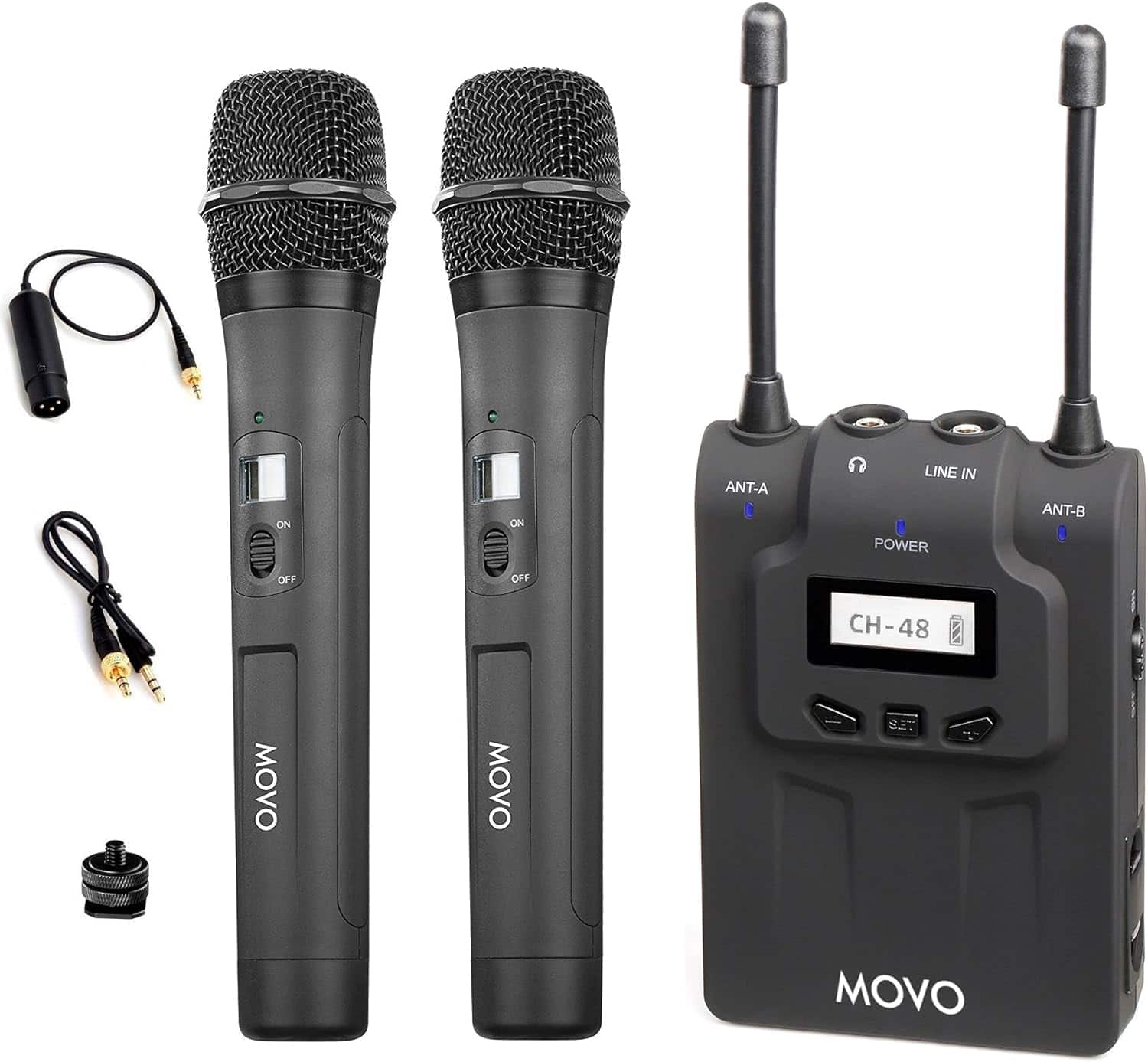 MOVO - WMIC80 UHF Wireless Handheld Microphone System with 2 Handheld Mics