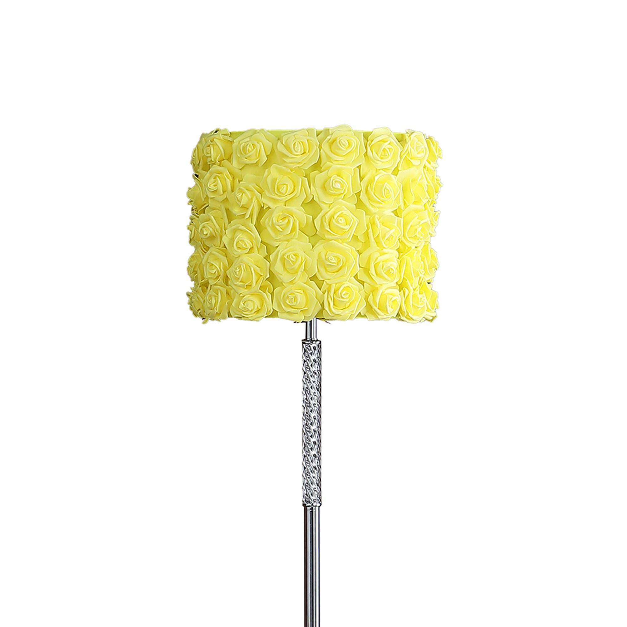 Left. Manhattan Lane - Finn 63 Inch Glamorous Floor Lamp, Rose Accent Shade, 100W.