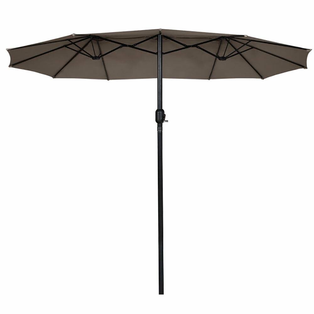 Alt View 1. Kadyn - 15 Feet Double Sided Outdoor Patio Umbrella with Crank without Base Tan Outdoor Table Umbrella Yard Umbrella Outdoor Pat - Brown.