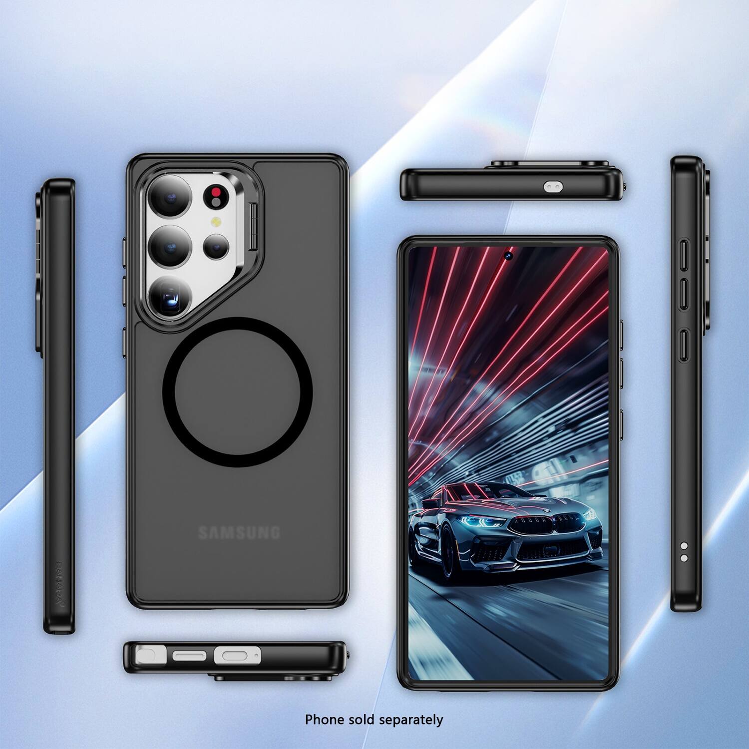 The text on the image reads "Samsung Phone sold separately."