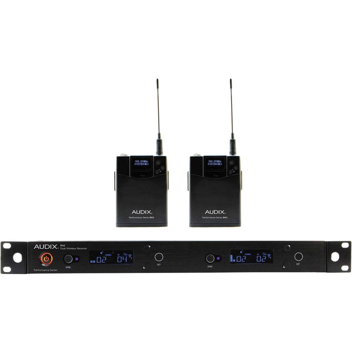 Audix - Performance Series AP42 BP-A Wireless System, Includes R42 Receiver, 2x B60 Body Pack Transmitter, No Microphone,