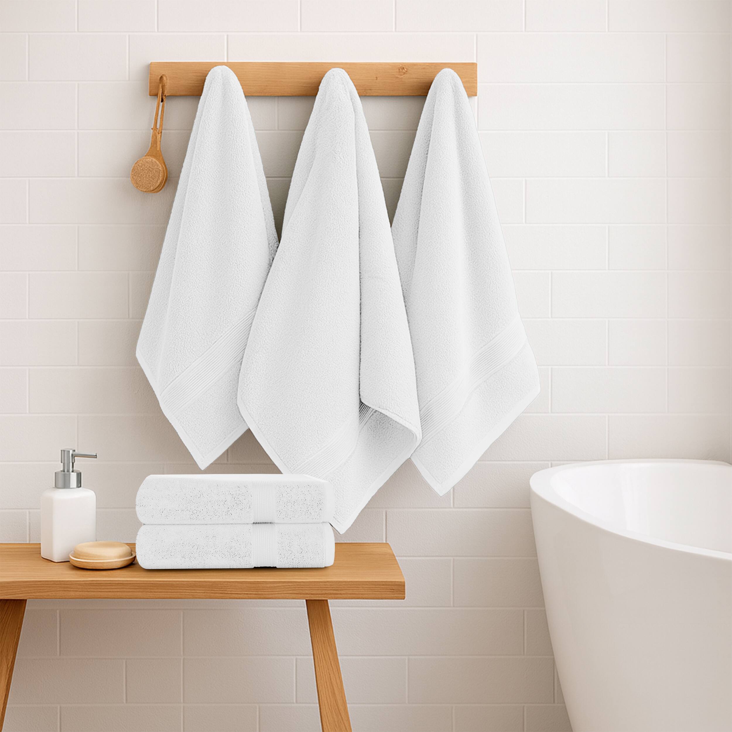 Alt View 2. Lux Decor Collection - 6-Piece Bath Towel Set Soft 100% Cotton Zero Twist, Highly Absorbent & Quick-Dry Towels - White.