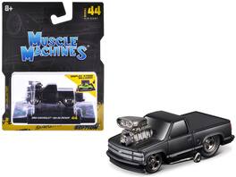1993 Chevrolet 454 SS Pickup Truck Matt Black "Blackout Edition" 1/64 Diecast Model by Muscle Machines - Matte Black
