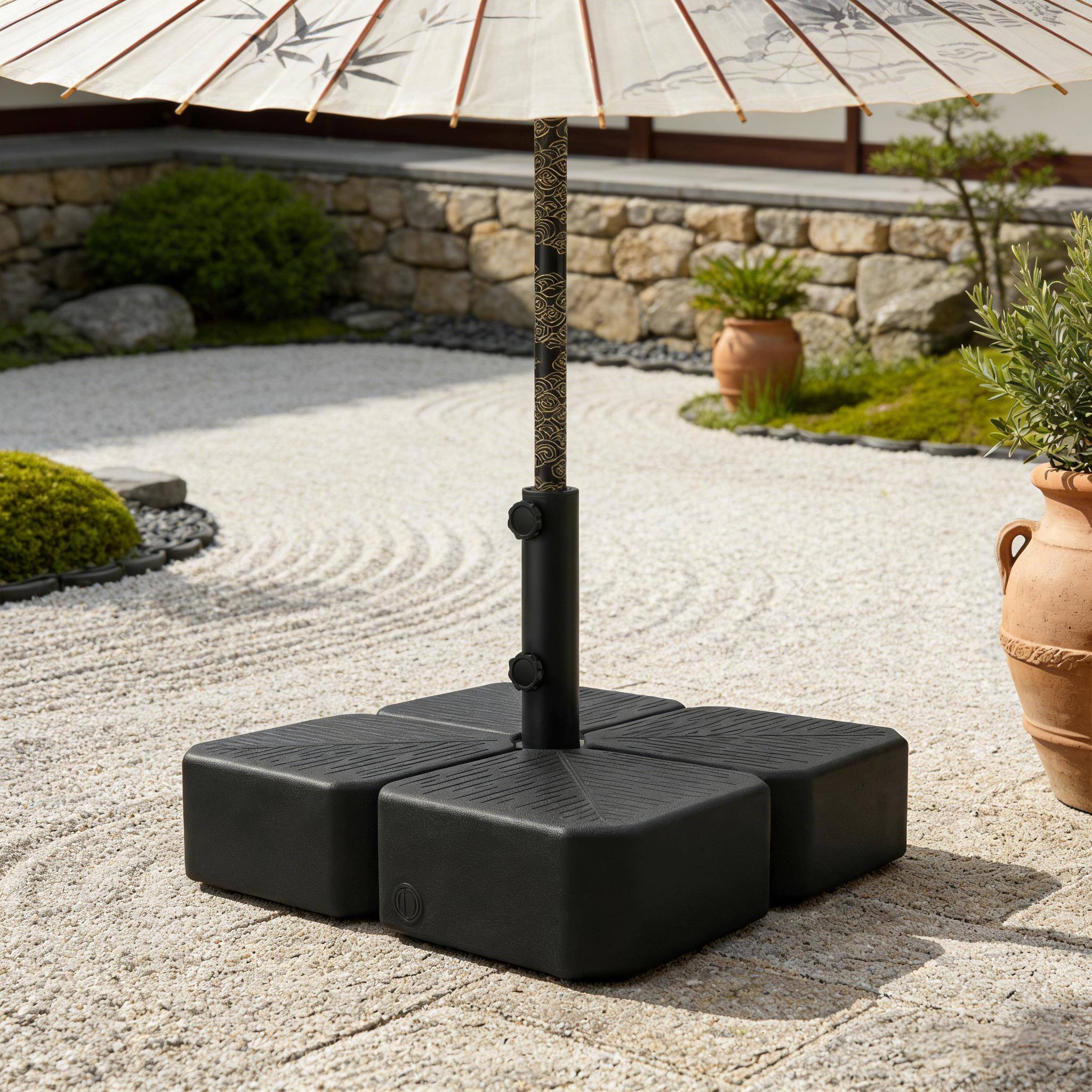 Angle. Anysun - Anysun Outdoor Distinctive Woodgrain Black Finish Umbrella Base with wheels, Fits 1.5" & 1.89" Poles - Black.