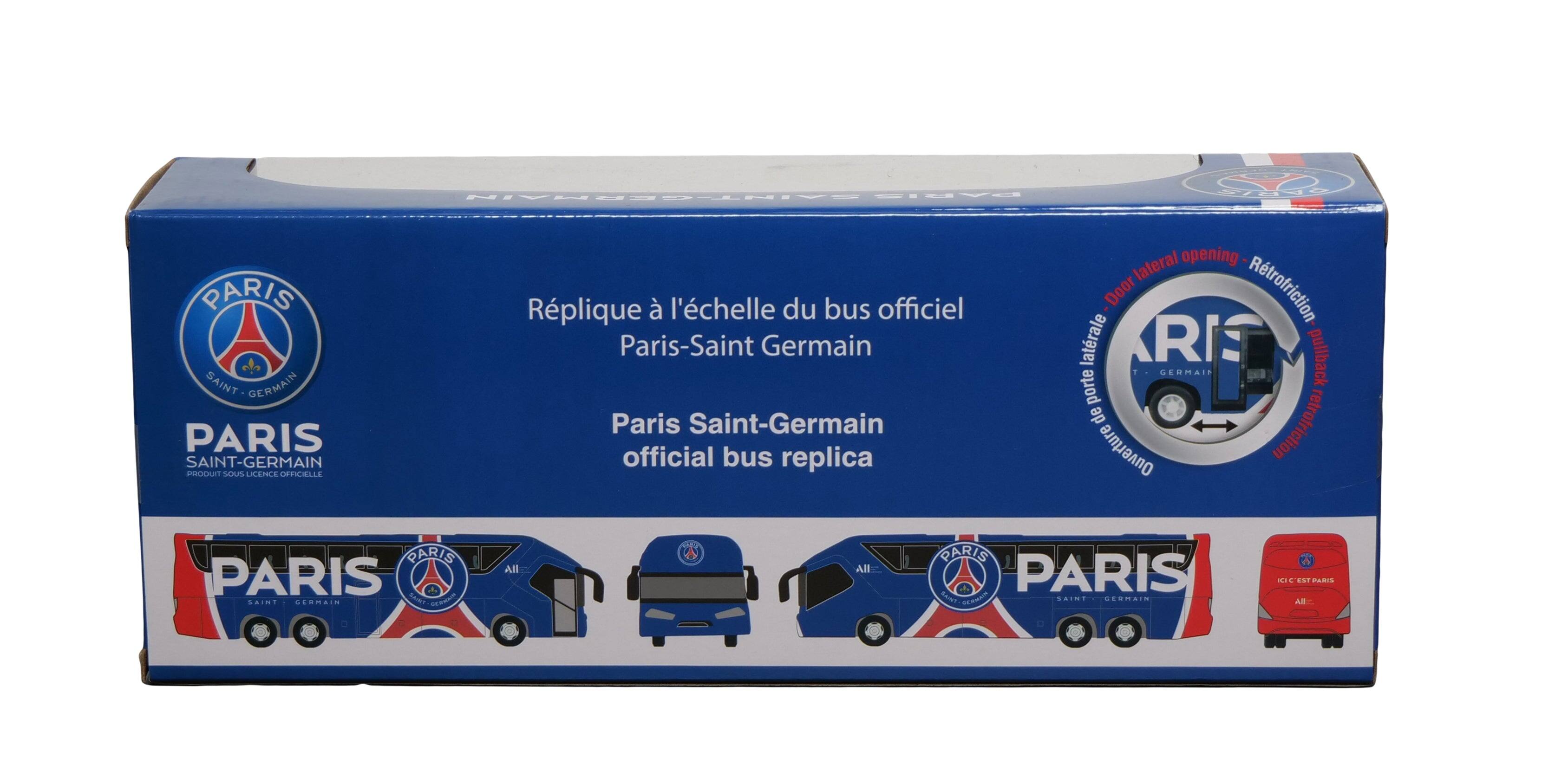 HIYHHRO-LHIYS IGTa PARIS SAINT GERMAIN PARIS SAINT-GERMAIN POLEAEI SOLA LICENCE OEEICNLLE Rplique l'chelle du bus officiel Paris-Saint Germain Paris Saint-Germain official bus replica lateral opening Door Rtrofriction latrale RI pullback GESMAIT porte de retrofriction Ouverture PARIS PARIS SAINT ENMAIN Kamt PEA All All PARIS PARIS SenT M SAINT E-UAiN AIL SP PARIS A

Corrected text:

Replica à l'échelle du bus officiel Paris-Saint Germain  
Paris Saint-Germain official bus replica  
Rétrofriction latrale  
Porte de rétrofriction  
Ouverture latrale  
Pullback  
All  
All  
PARIS  
PARIS SAINT GERMAIN
