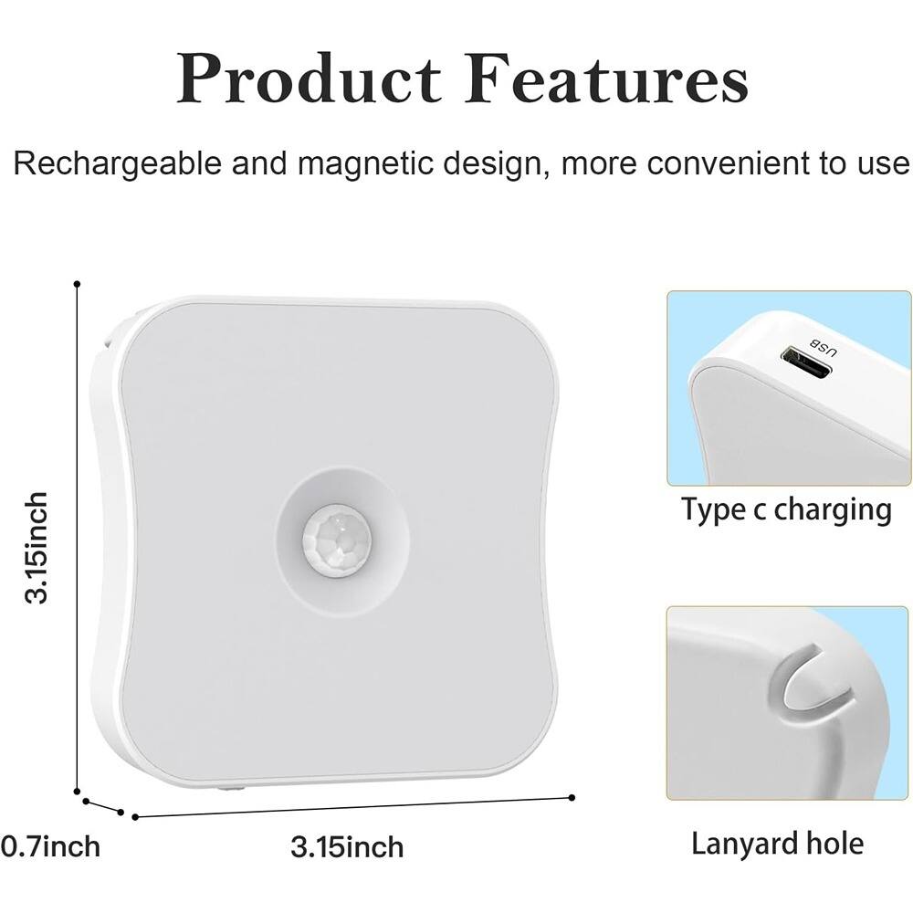 Product Features

Rechargeable and magnetic design, more convenient to use

- 3.15inch
- 0.7inch
- 3.15inch
- Type c charging
- Lanyard hole