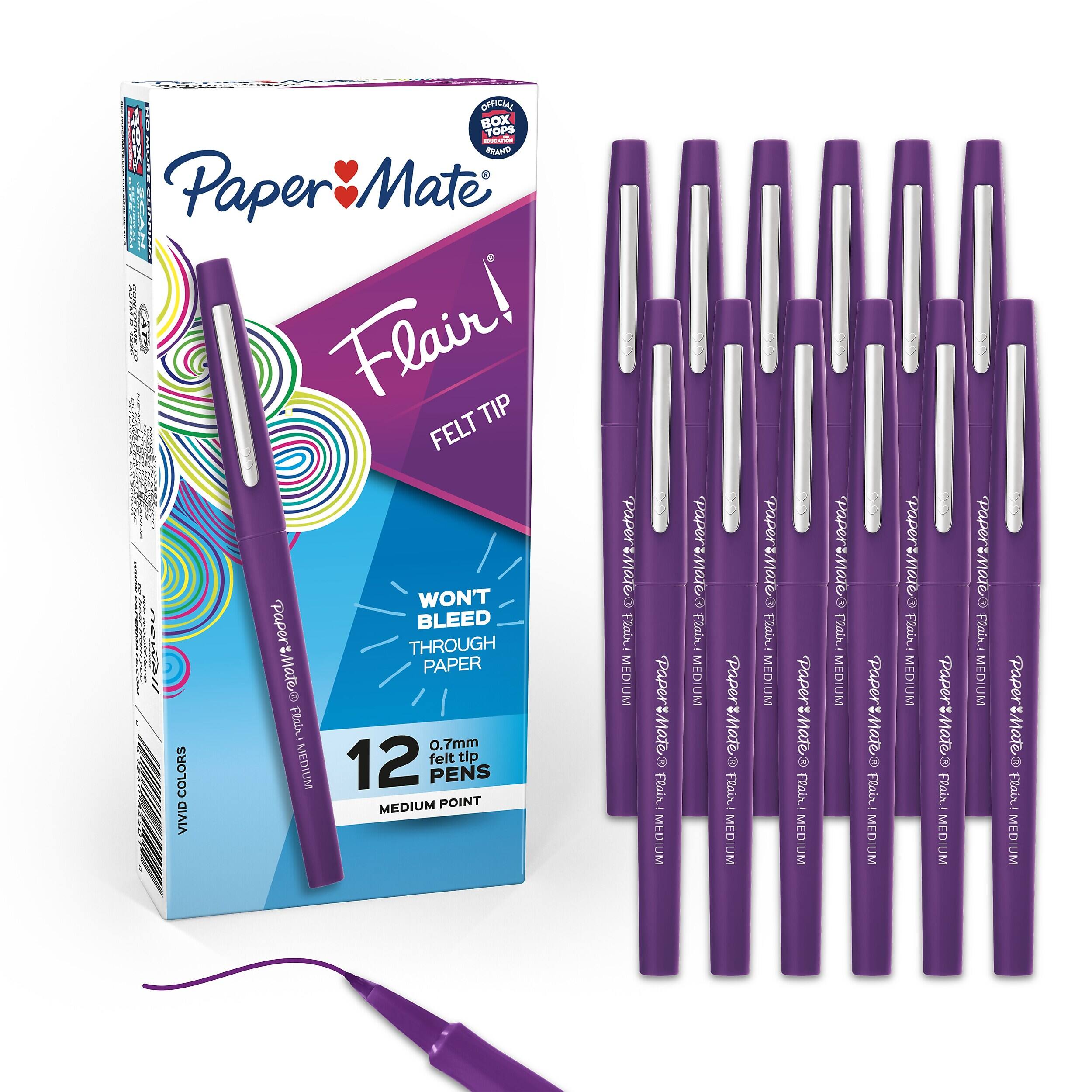 Paper Mate Flair Felt Pen, Medium Point, 0.7mm, Ink, Dozen (8450152 ...