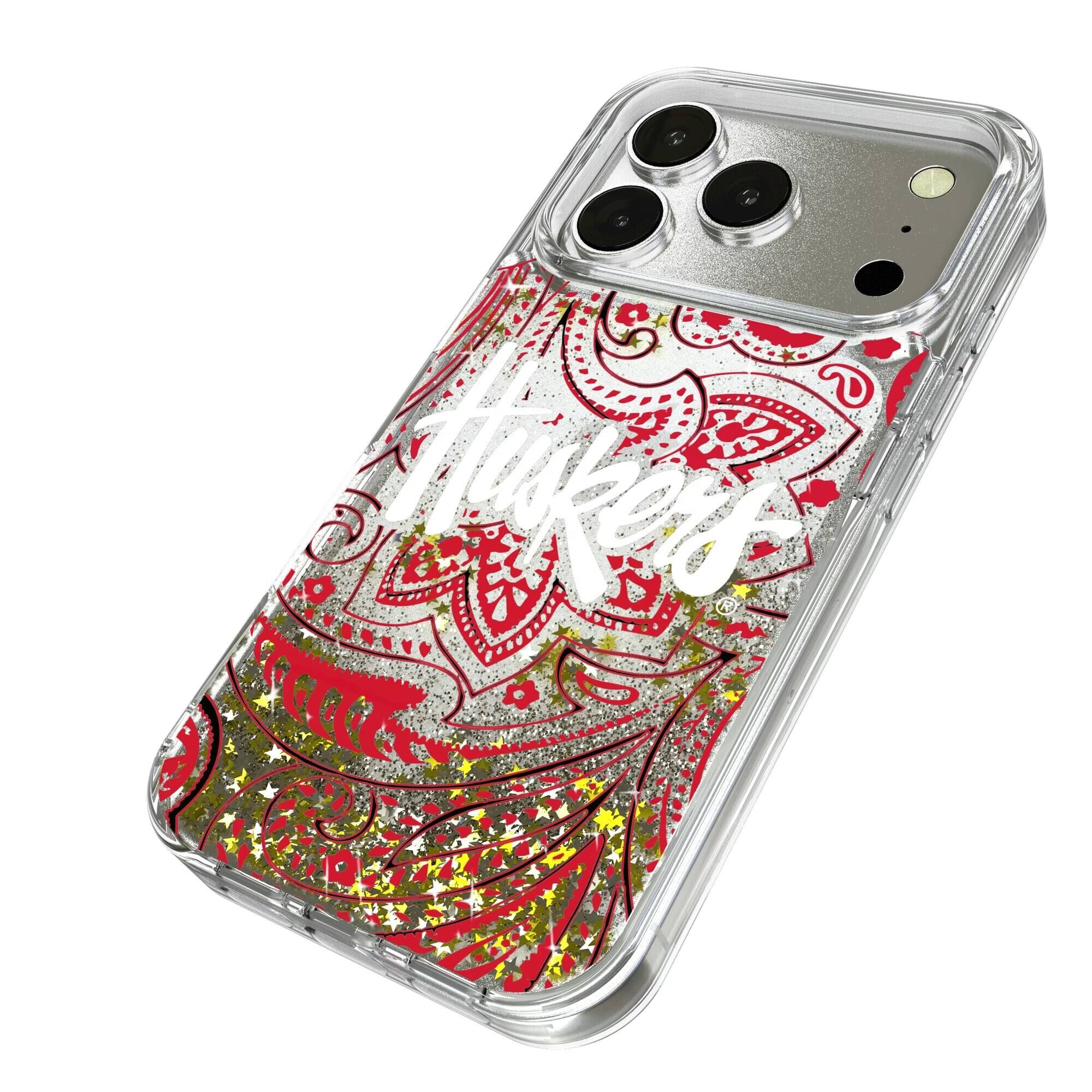 Alt View 1. Keyscaper - Nebraska Huskers iPhone Glitter Paisley Design Case - 14 Pro - Multicolor.