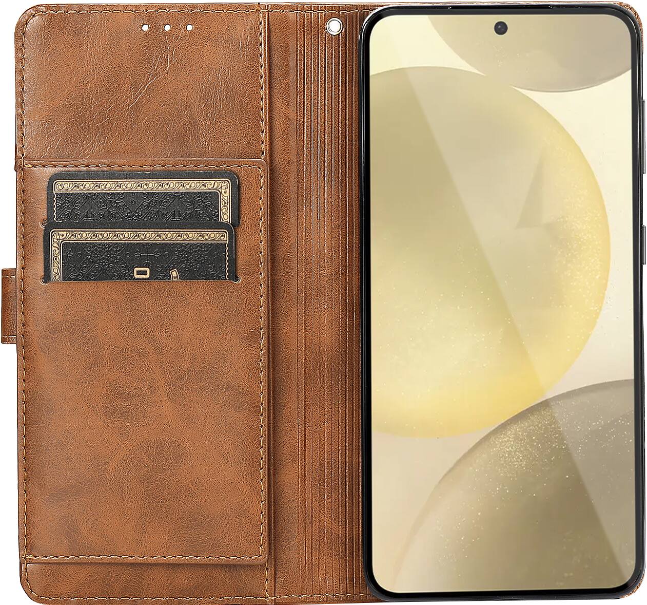 Alt View 13. SaharaCase - Genuine Leather Folio Wallet Case for Samsung Galaxy S24+ - Brown.