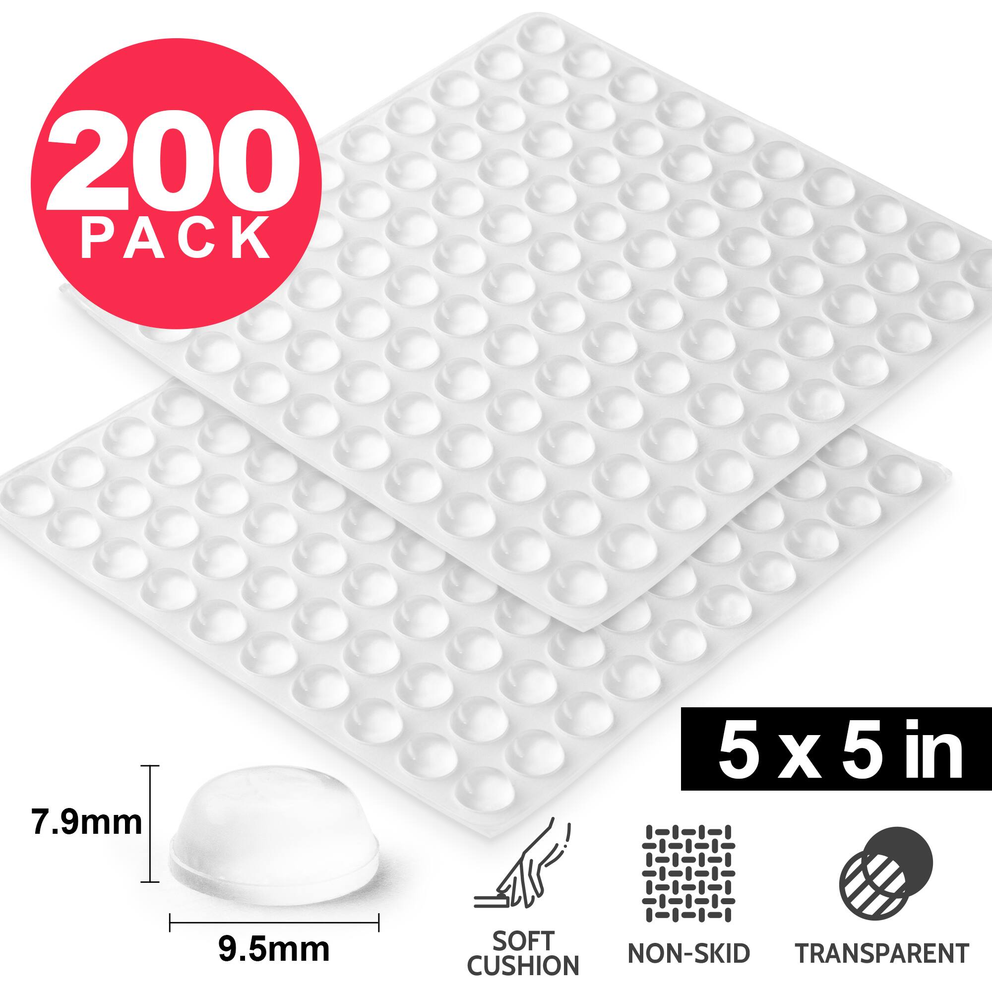 200 PACK 7.9mm 5 x 5 in 9.5mm SOFT NON-SKID TRANSPARENT CUSHION