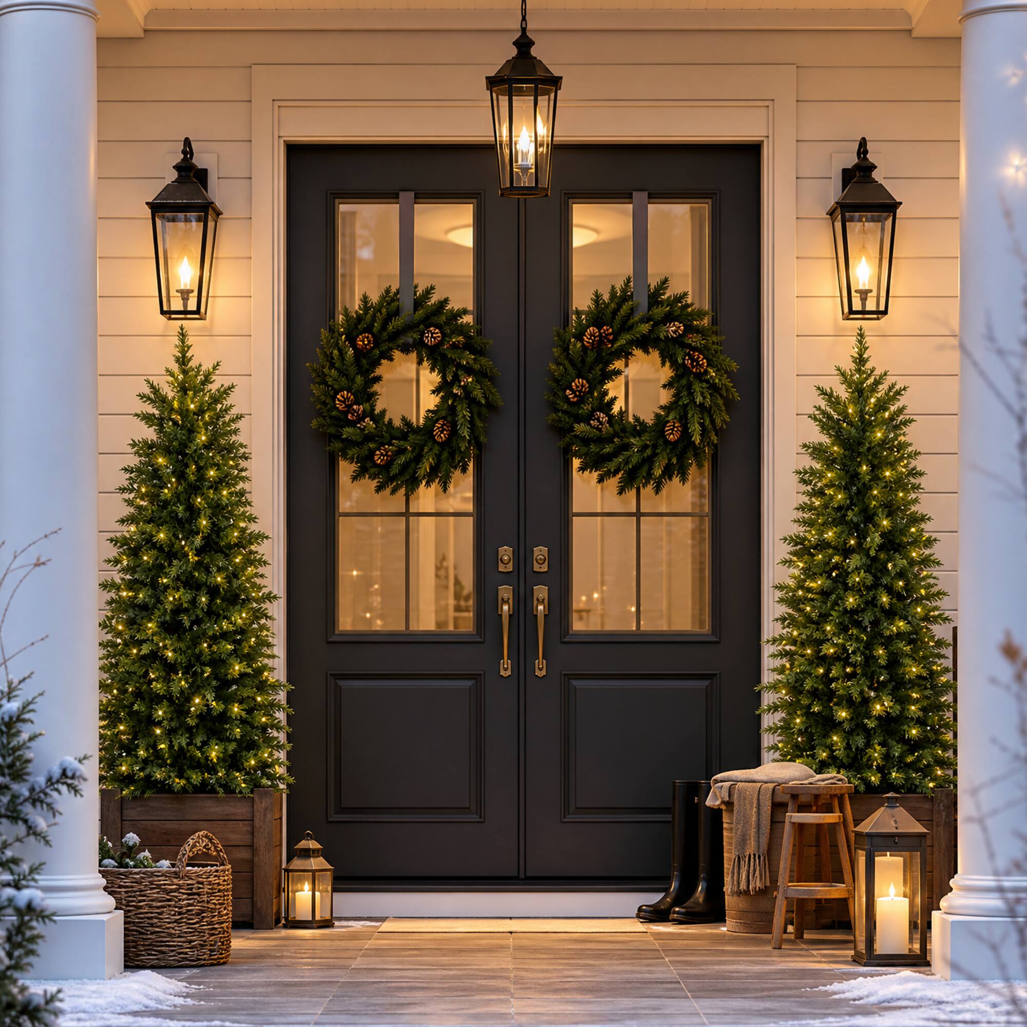 Alt View 8. Glitzhome - 5ft Pre-lit Christmas Artificial Cypress Tree with 150 Twinkling Lights - Green.