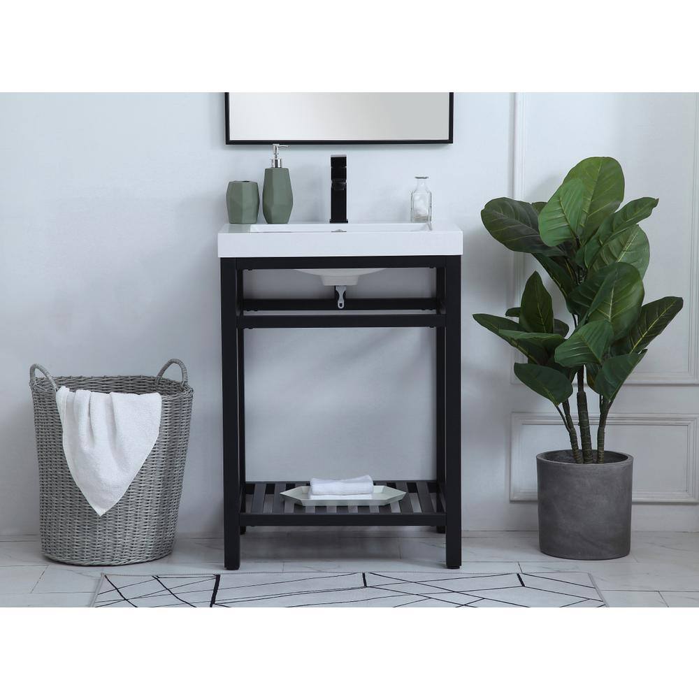 Alt View 7. Elegant Kitchen and Bath - 24 inch Single Bathroom Metal Vanity in Black - Black.