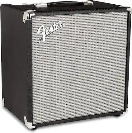 Front. Fender - Fender Rumble 40 Bass Amp, 40 Watts, with 2-Year Warranty - Black/Silver.
