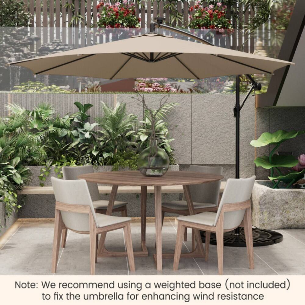 Note: We recommend using a weighted base (not included) to fix the umbrella for enhancing wind resistance