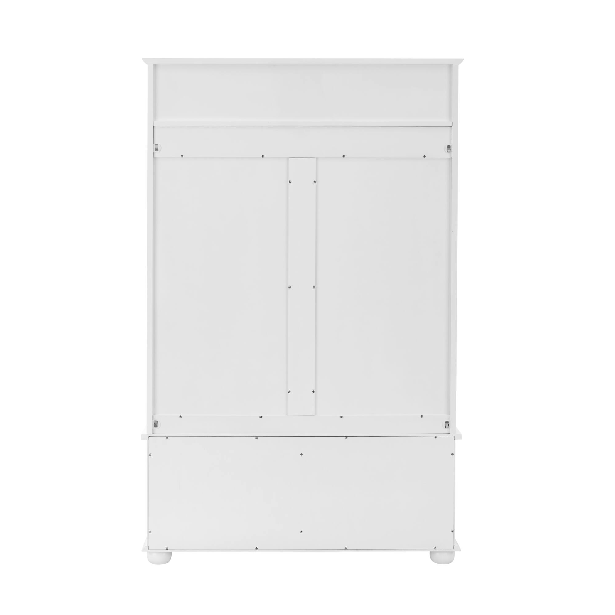 Alt View 6. GOODSILO - Coastal Style Entryway Hall Tree Bench with Storage Cabinets and Open Shelves for Organized Home Entry - White.