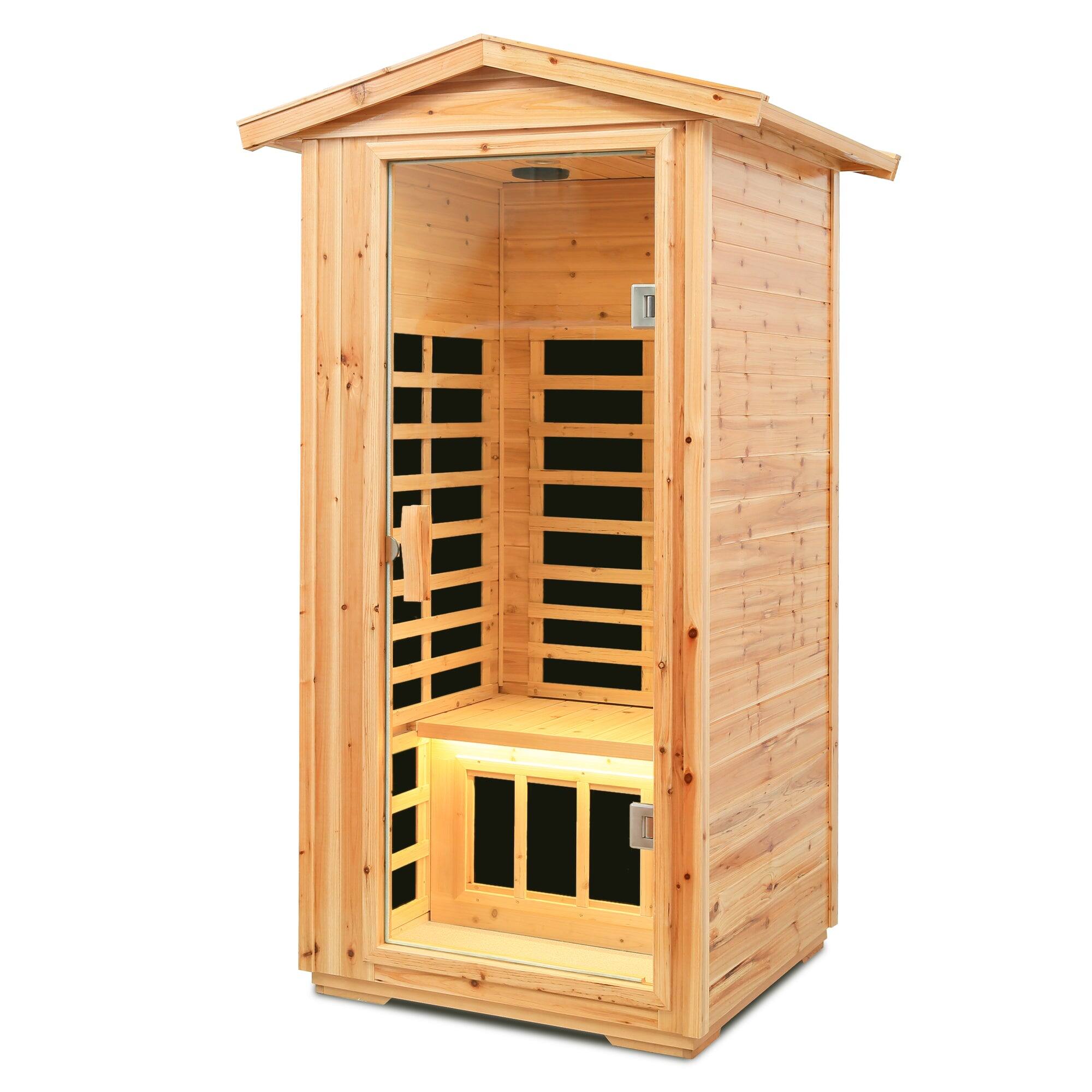 Alt View 7. Boyel Living - One Person Outdoor Infrared Sauna Room with Bluetooth and LED Lighting - Natural.
