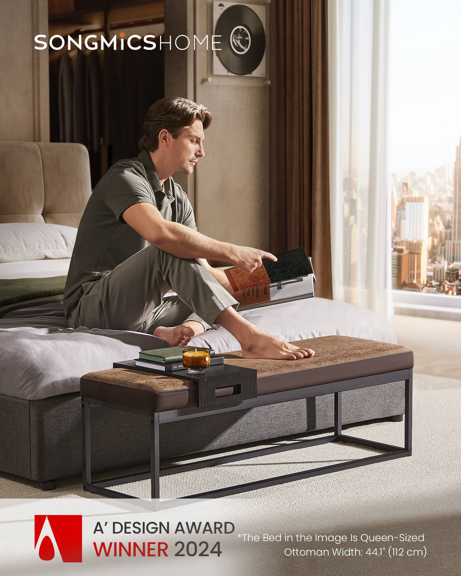 SONGMICS HOME

A' DESIGN AWARD WINNER 2024

*The Bed in the Image Is Queen-Sized Ottoman Width: 44.1" (112 cm)