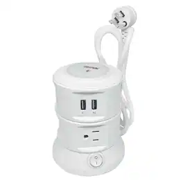 Rayovac - 6-Outlet 540J Surge Protector Tower with Wireless Charging, 2 USB-A, 2 USB-C Ports, 5 ft Cord - White
