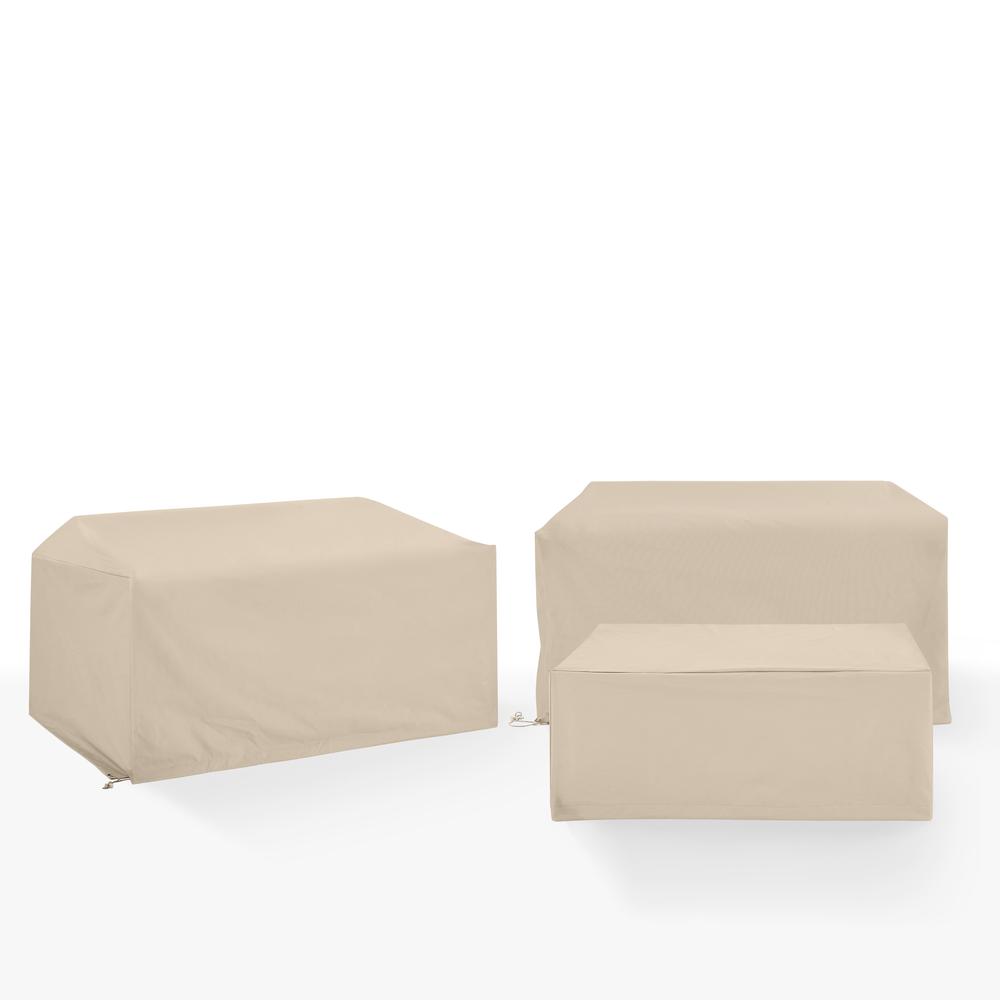 Alt View 3. Crosley Furniture - 3Pc Outdoor Furniture Cover Set - 2 Loveseats & 1 Coffee Table - Tan.