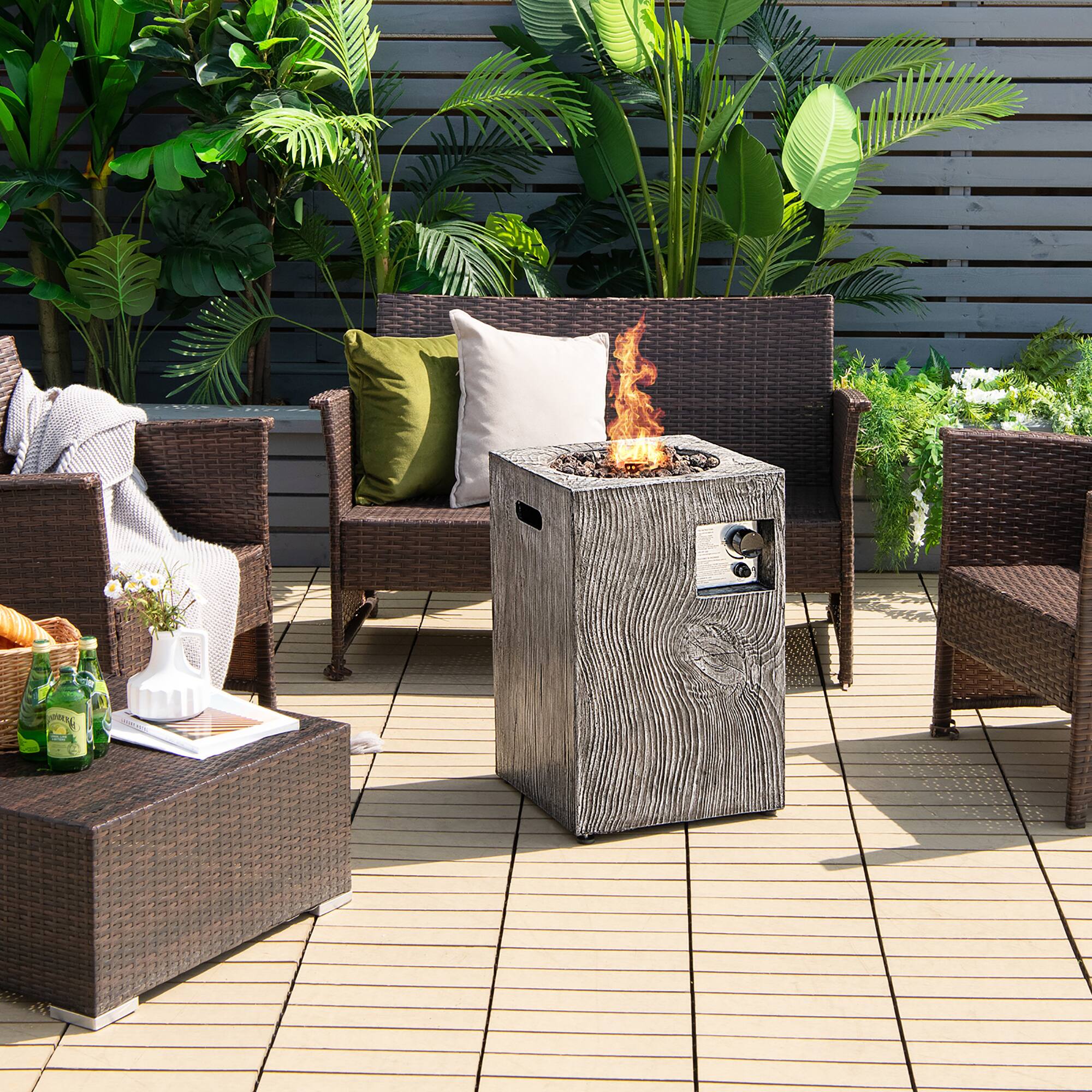 Alt View 1. Costway - Costway 16" Square Outdoor Propane Fire Pit w/Lava Rocks Waterproof Cover 30,000 BTU - Grey.