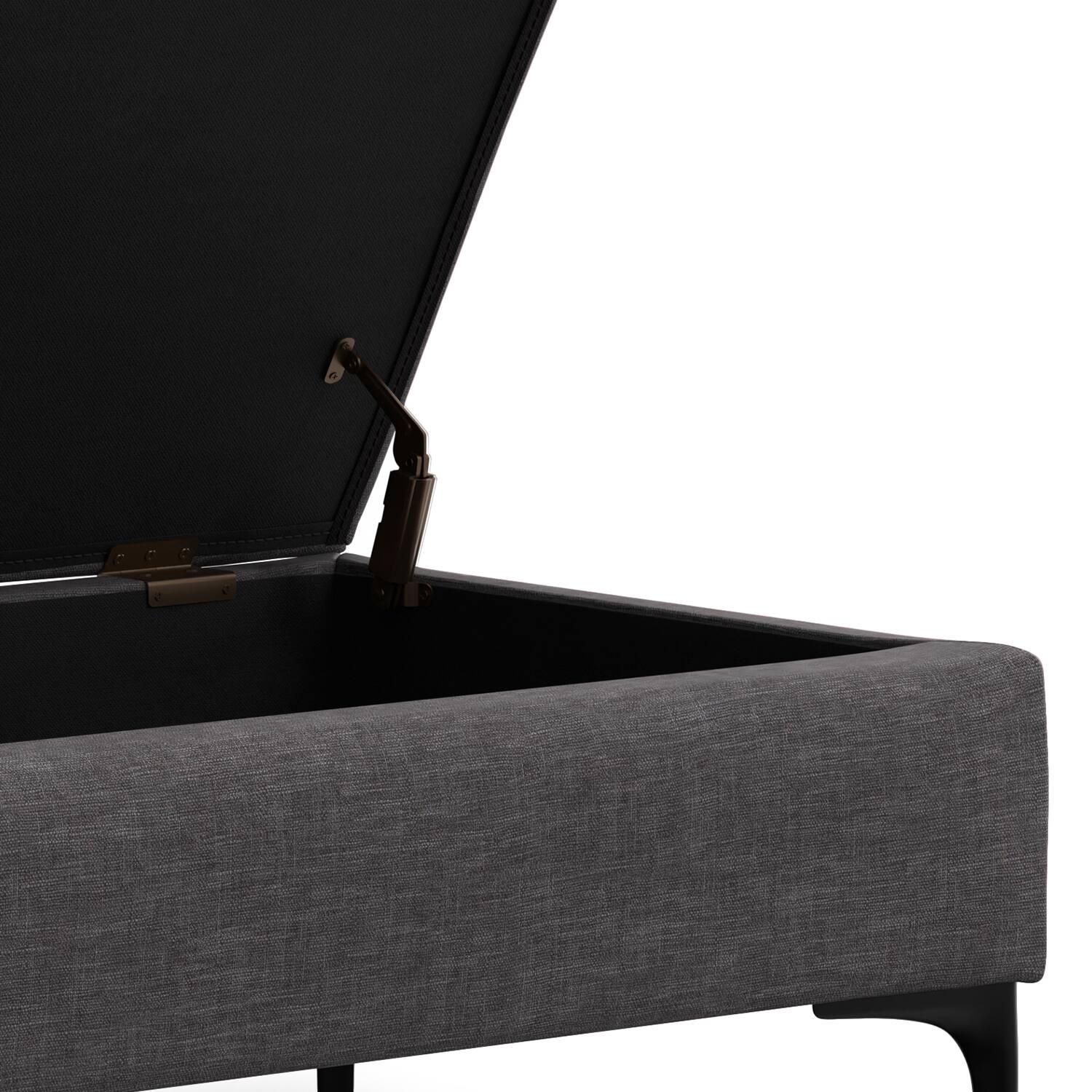 Alt View 5. Simpli Home - Rebecca 48 inch Mid Century Modern Coffee Table Storage Ottoman with Lift up Lid in Slate Grey Polyester, Assembled - Slate Grey.