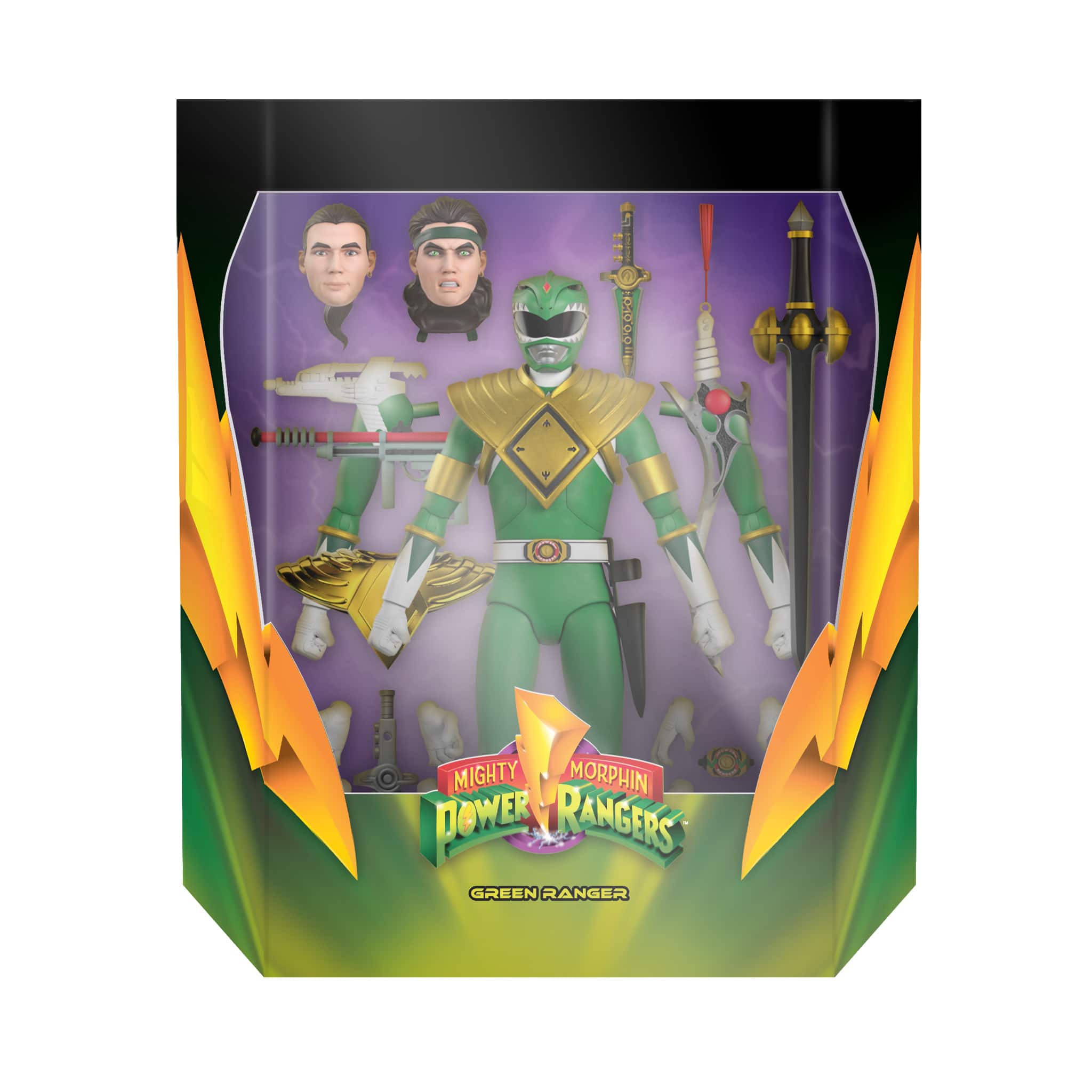 Angle. Super7 - ULTIMATES! 7 in Plastic Mighty Morphin Power Rangers Action Figure - Green Ranger.