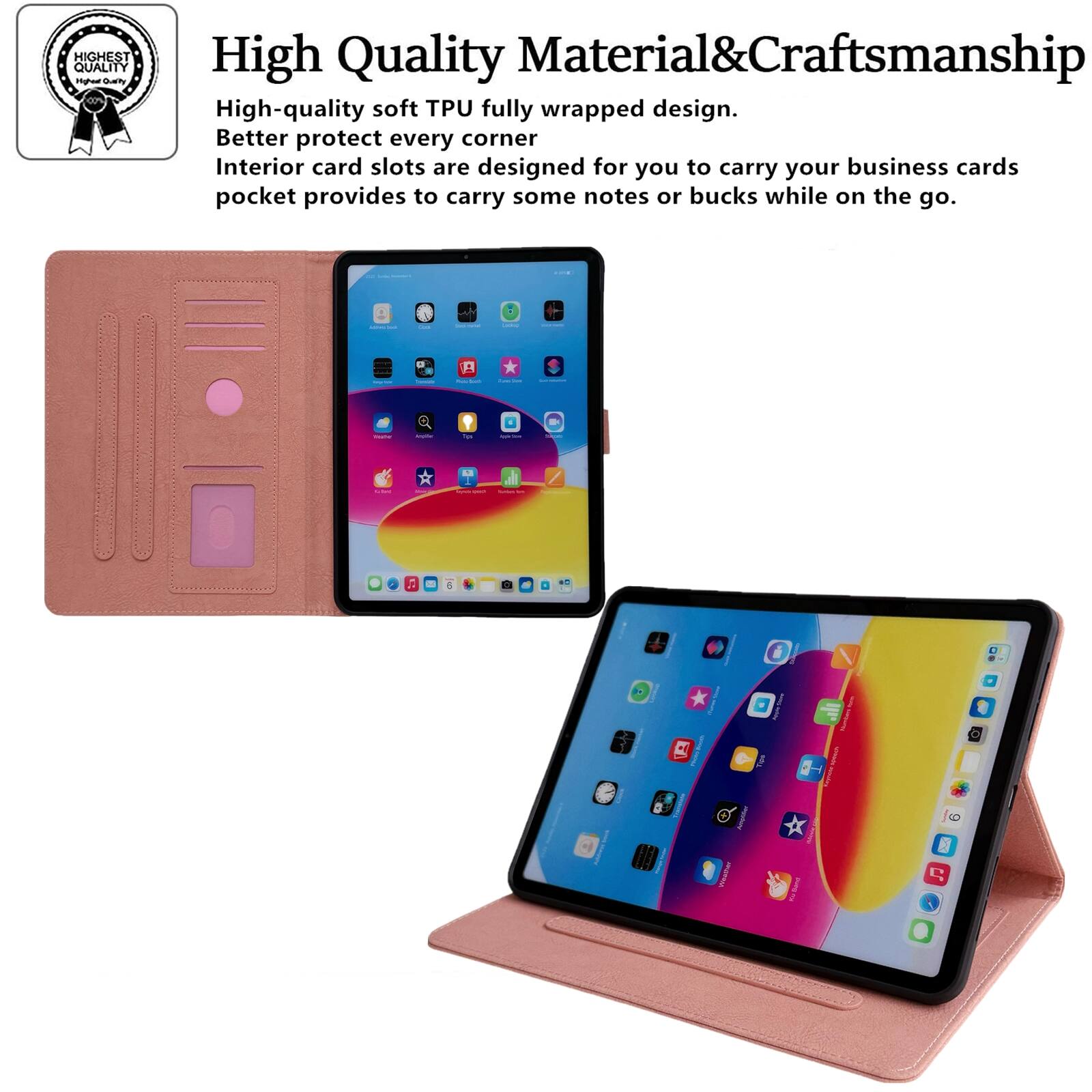 High Quality Material & Craftsmanship

High-quality soft TPU fully wrapped design. Better protect every corner. Interior card slots are designed for you to carry your business cards. Pocket provides to carry some notes or bucks while on the go.