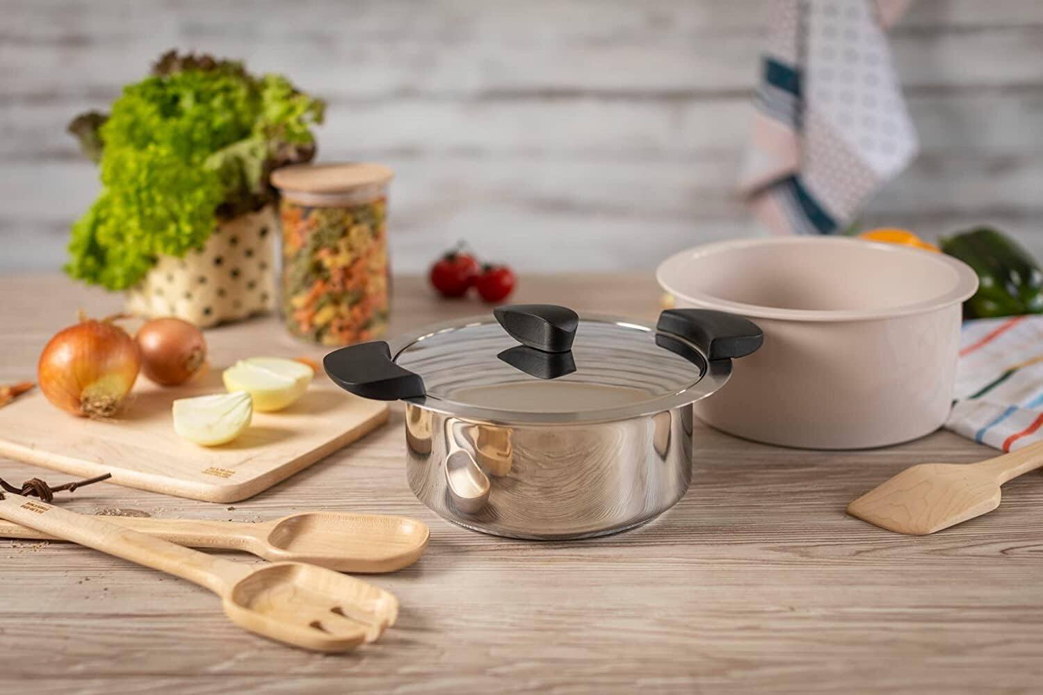 Alt View 4. Kuhn Rikon - Hotpan Stainless Steel Cooking Pot with Insulated Bowl, 3.2-Quart, Sand - Sand.