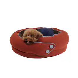 wowmax - Round Orthopedic Dog Bed, Medium Pet Bed with Supportive Foam, Washable Cover, Non-Slip, 30" - Red