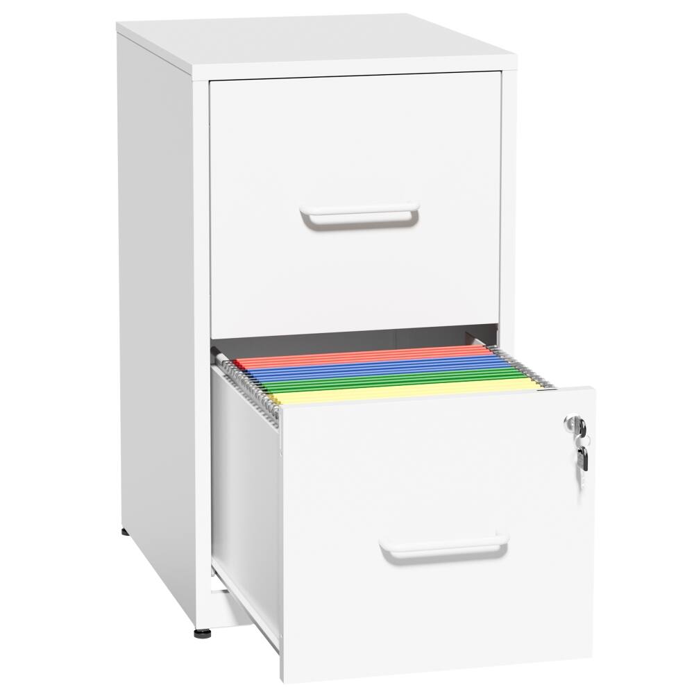 Alt View 4. Loheer - Loheer 2 Drawer Lockable Metal File Cabinet White Vertical Under Desk Steel Filing Cabinet Heavy Duty Office Storage.