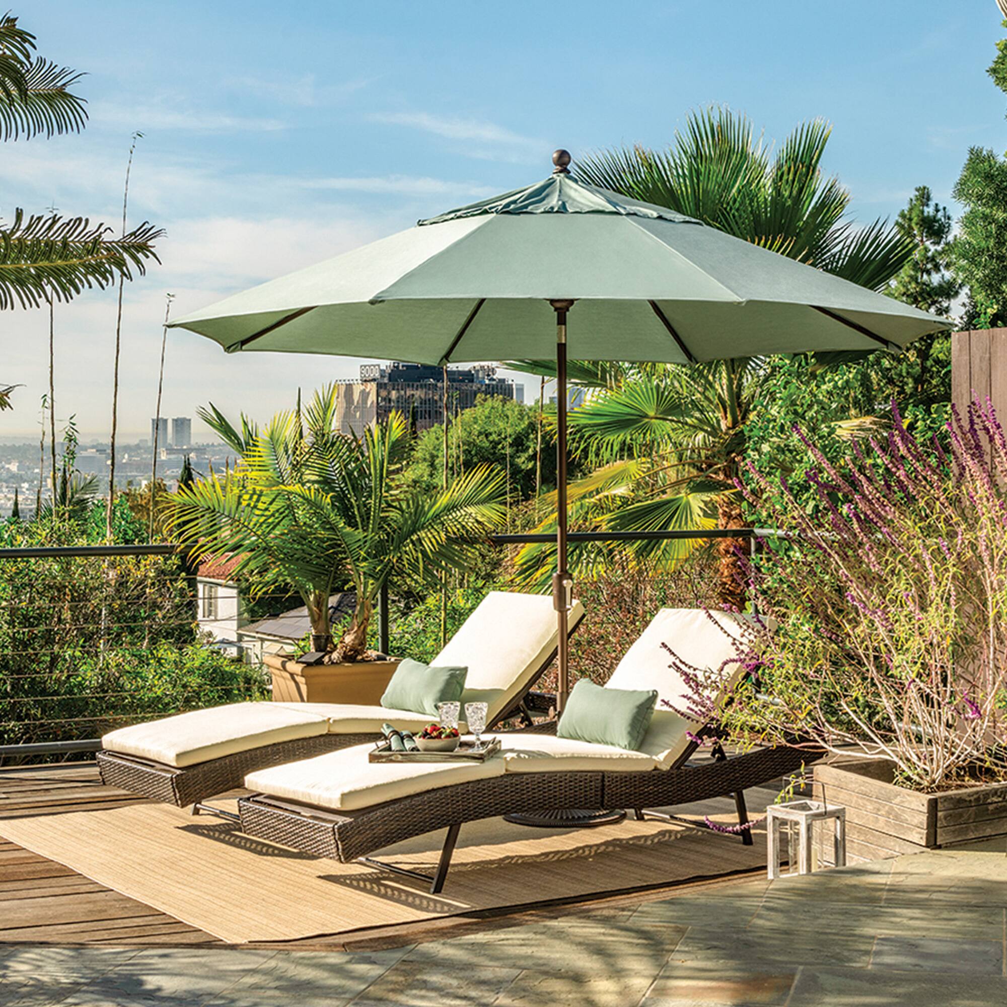 Angle. Mondawe - 11' Octagon Patio Umbrella Push Button Tilt Anthracite Frame - Spa.