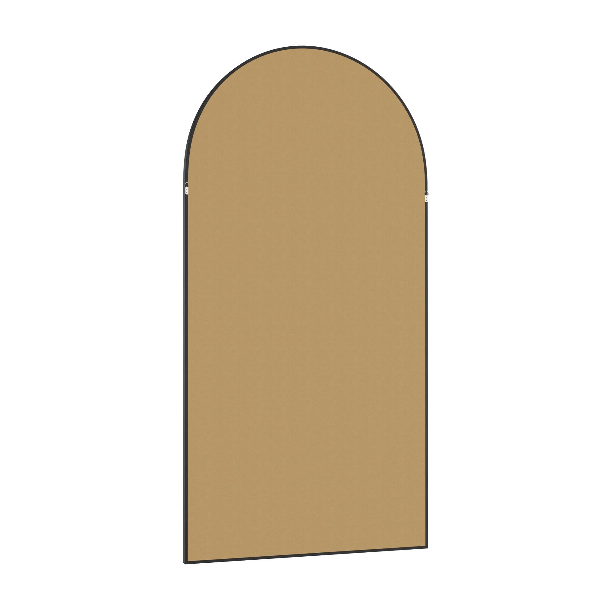 Back. PexFix - 71"x35" Arched Full Length Mirror Solid Wood Frame Floor Mirror HD Wall-Mounted Dressing Mirror for Bedroom Living Room - Black.