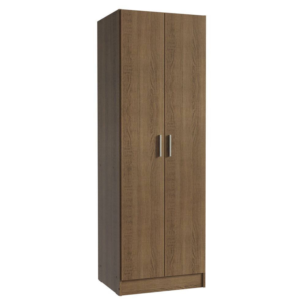 Front. Madesa - Madesa Wardrobe with 2 Doors and 4 Utility Shelves 23"L - Rustic - Brown.