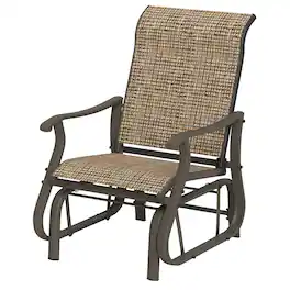 Outsunny - Glider Chair Patio Glider Swing Chair with Mesh Seat, Steel Frame for Backyard, Garden, Porch - Light Mixed Brown