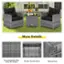 The text on the image reads: "More Details Sun-protective Mix Grey PE Wicker Sturdy Construction Raised Feet."