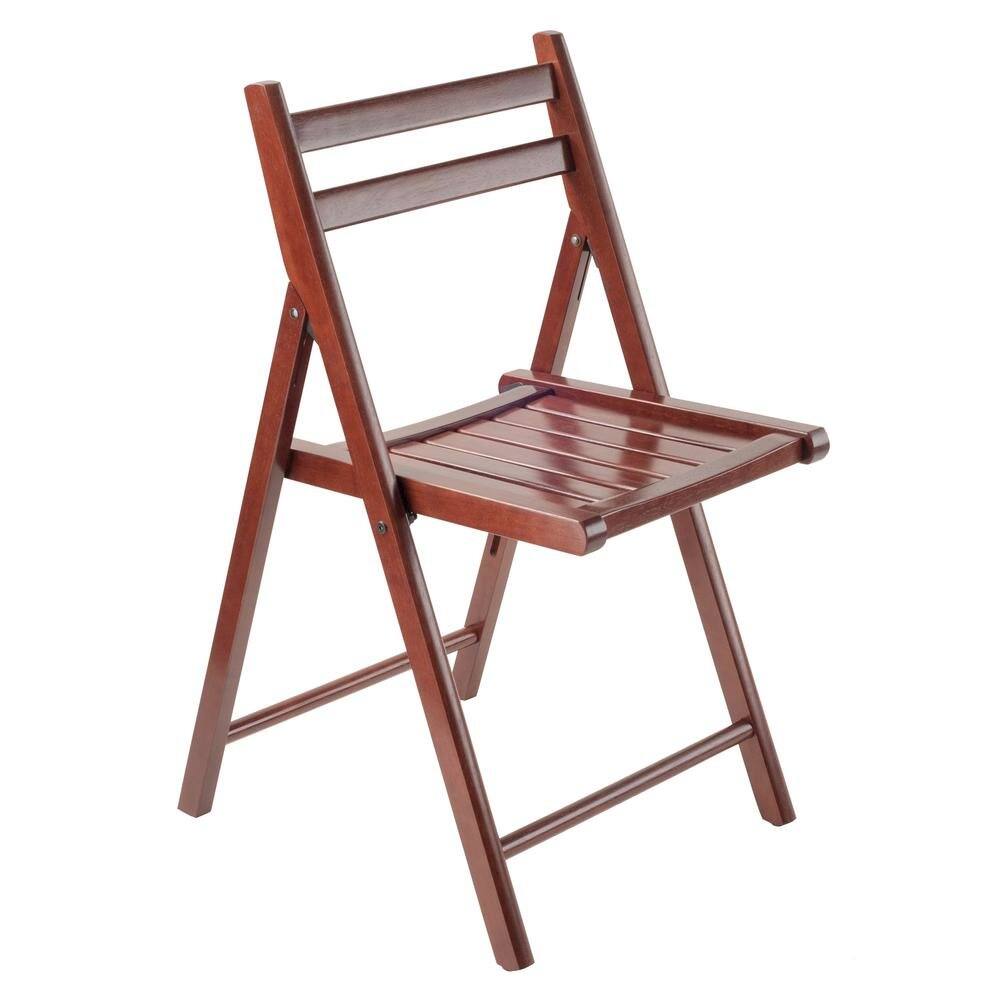 Angle. FurniFact - Walnut Folding Chair Set – 4-Pack Folding Wood Chairs for Easy Storage - Walnut.