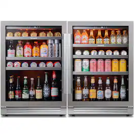 Ca'Lefort - Beverage Refrigerator Cooler,48 inch 360 Cans Beverage Fridge, 34-54 ℉,Built-in Beverage Cooler ,3 Color LED - Stainless Steel