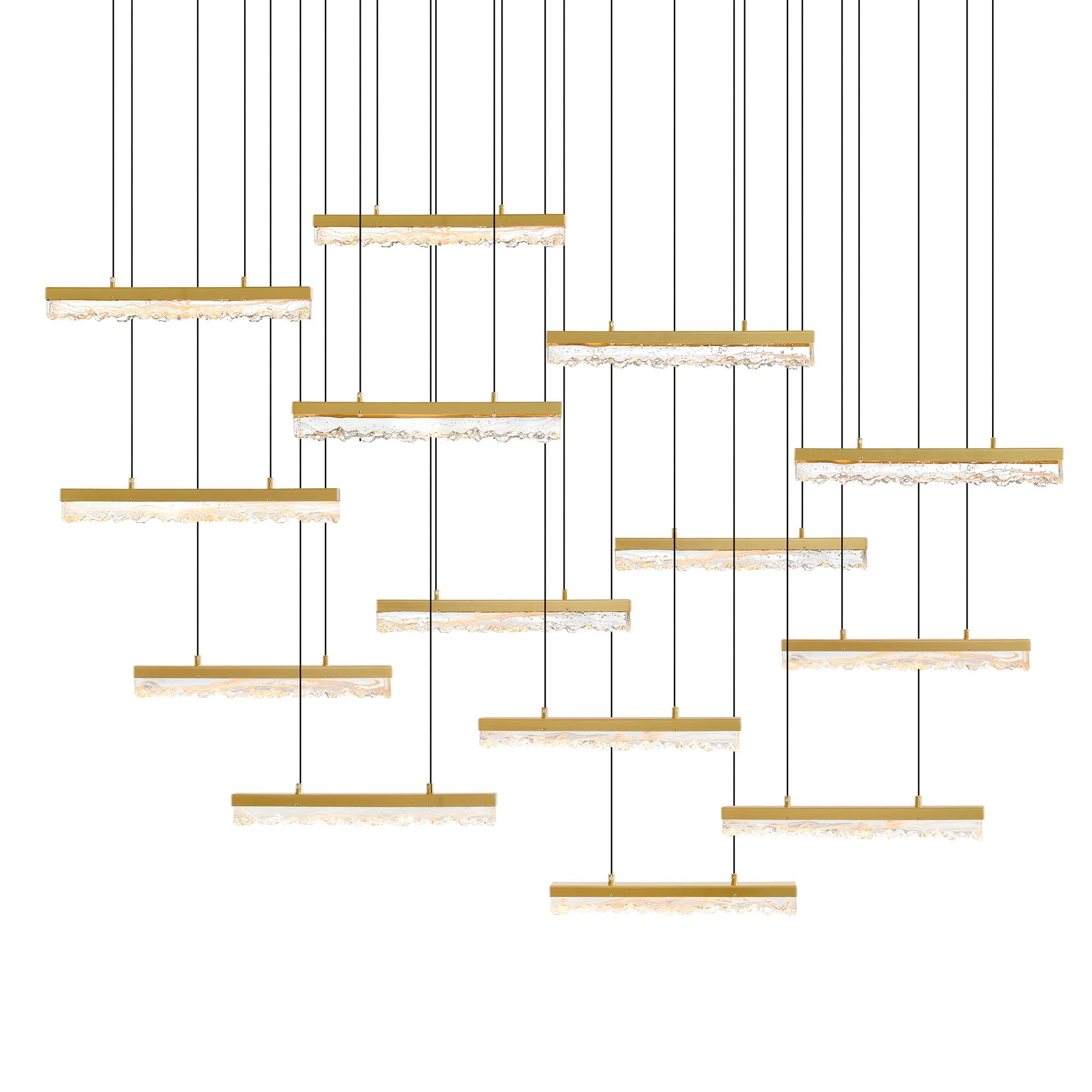 Angle. CWI Lighting - Stagger Integrated LED Brass Chandelier - Brass.